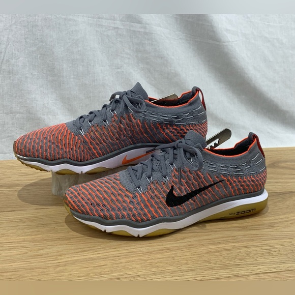 Nike Zoom Fearless Flyknit Grey Orange Running Shoes Women’s Size 9 - Picture 1 of 8